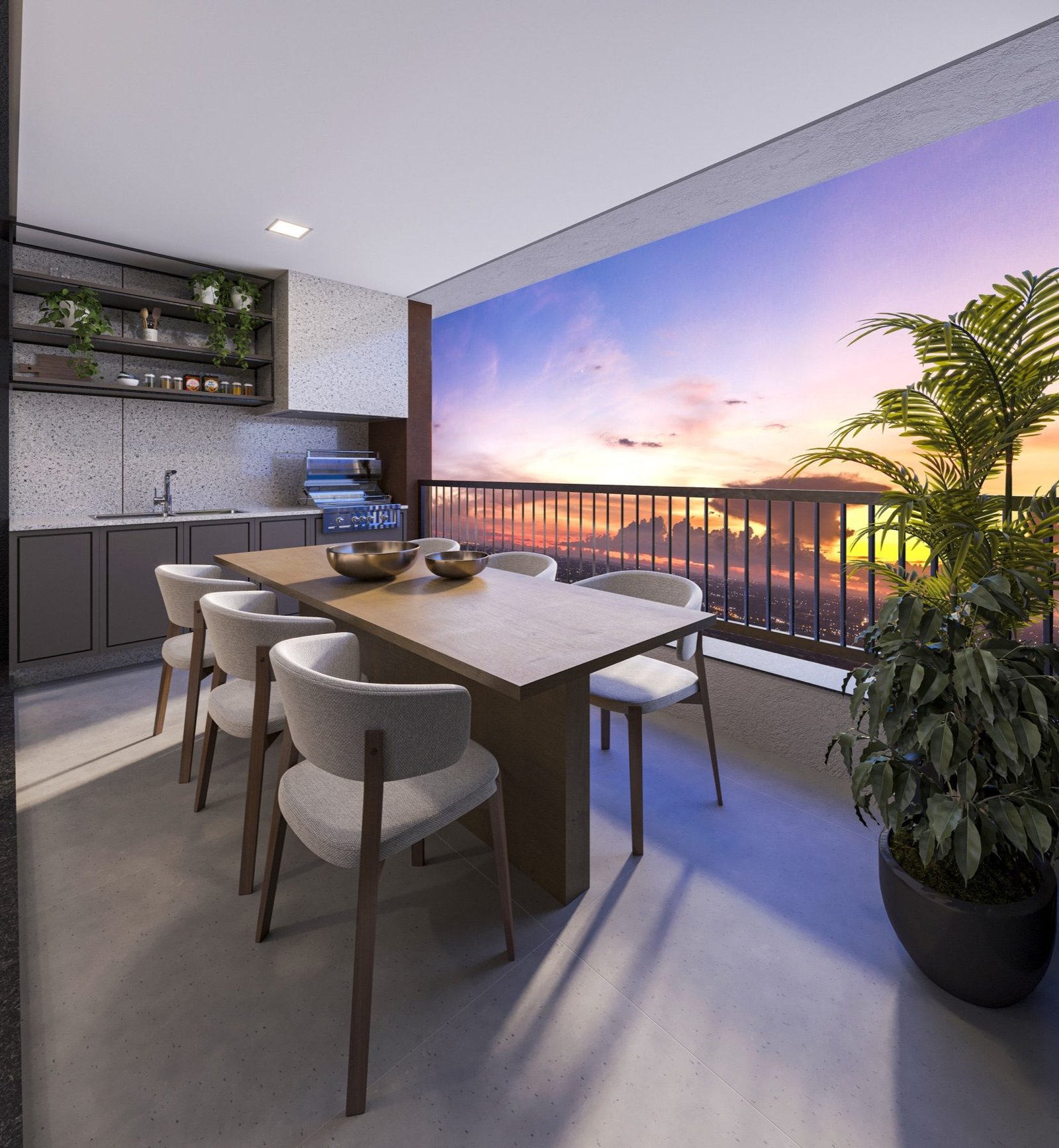 Varanda gourmet do apartamento de 95 m²